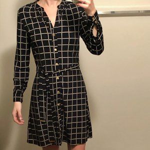 Michael Kors Snap Button Dress With Belt Navy Blue